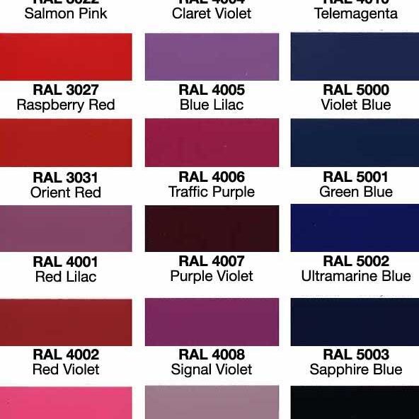 Powdercoat Colourchart